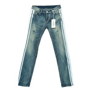 NWT Dript Denim Jeans Mens Streetwear Skater Distressed 36x32 Paint ‎ Button Fly